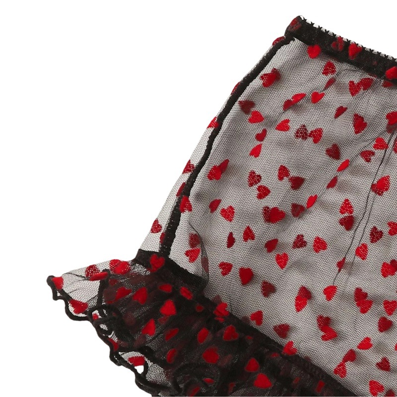 2021 New European and American sexy underwear sexy heart-shaped perspective mesh sexy split pajamas manufacturers wholesale