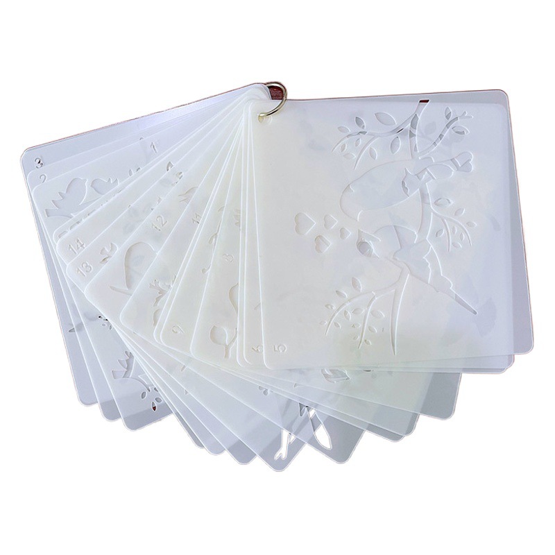 Cross-border new bird theme series PET painting hollow template suit DIY lace photo album painting template