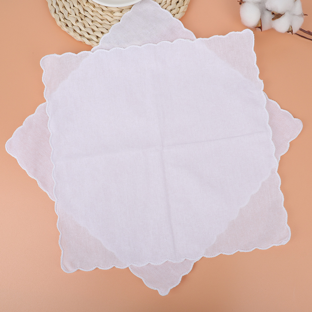 30cm Tooth Edge Cotton White Handkerchief Kindergarten Painting DIY Tie-Dye Decoration Cross-Border Pure Cotton White Square Towel 30 Pieces