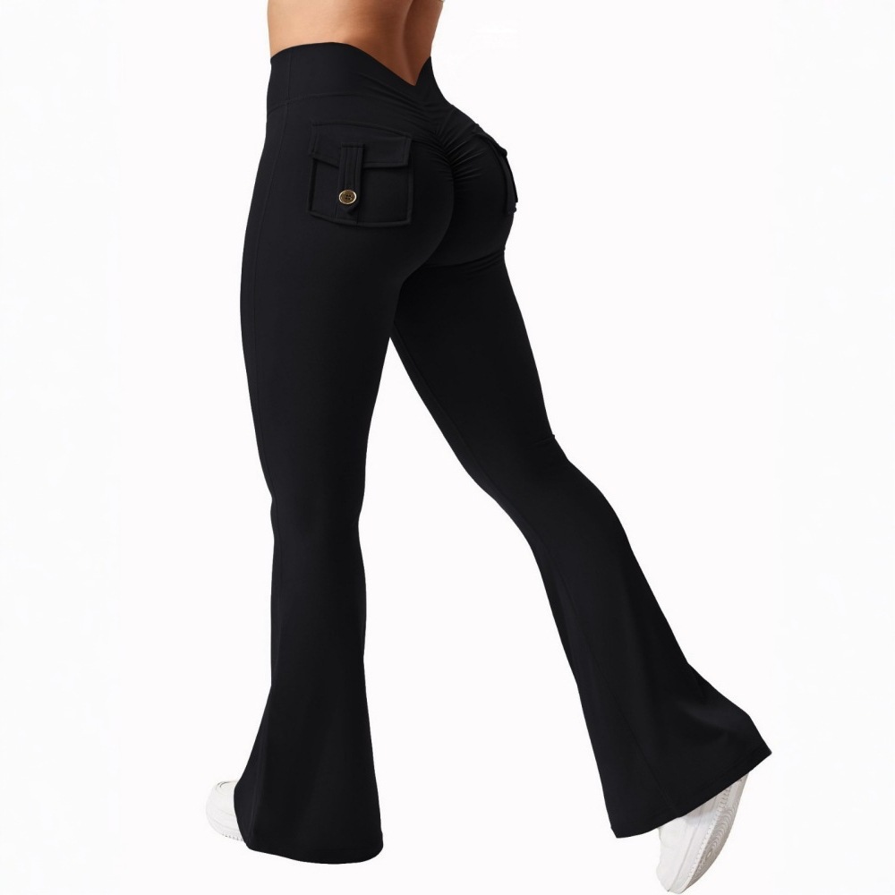 Amazon's New Slim-Fit Pocket Flared Pants Upgraded Version with Back Wrinkle V-Waist Fitness Sports Yoga Casual Pants