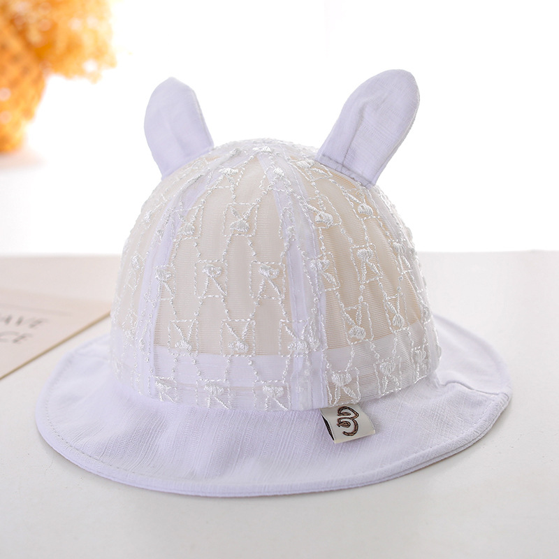 Picture of Embroidered Bunny Summer thin fisherman hat big brim baby sun protection breathable super cute baby girl basin hat
