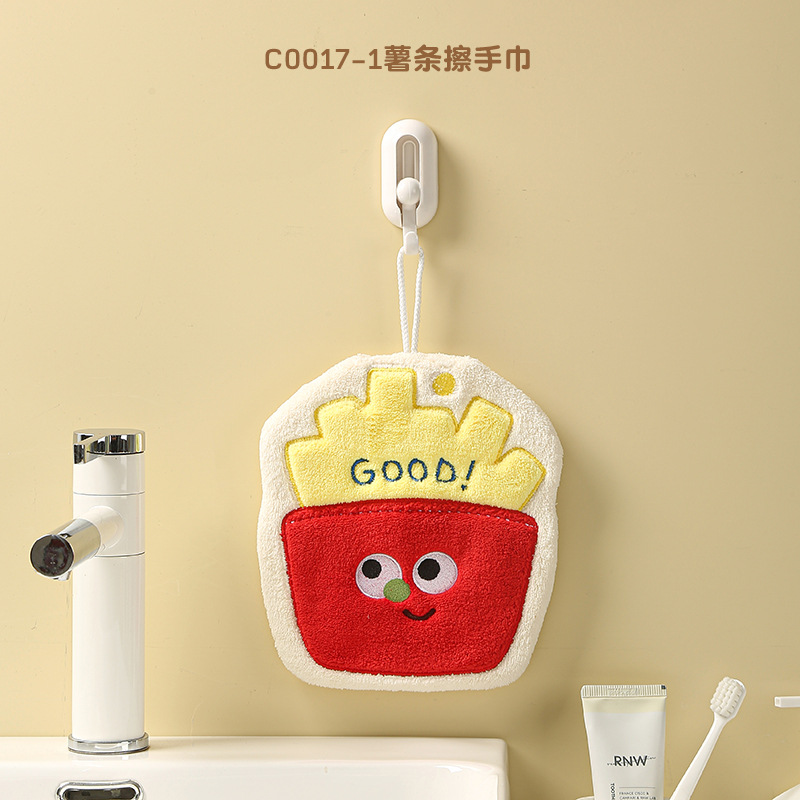Picture of Hanging thickened baking cartoon children's hand towel absorbent coral fleece small square towel kitchen bathroom dual-use
