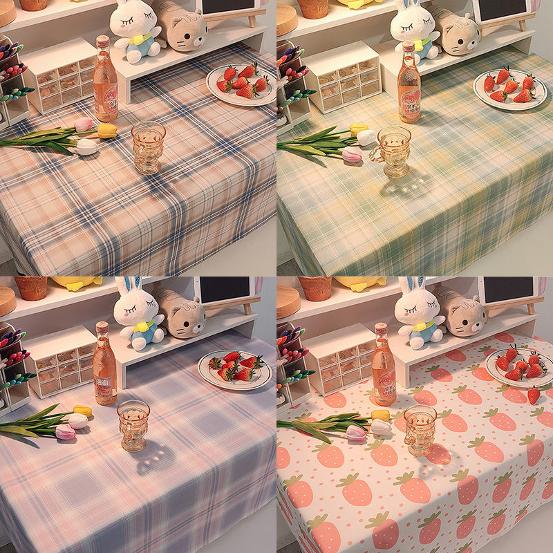 Girlish Student Bedroom Dormitory Desk Dining Table Coffee Table Bedside Table Round Square Table Universal Velvet Tablecloth Ins Style