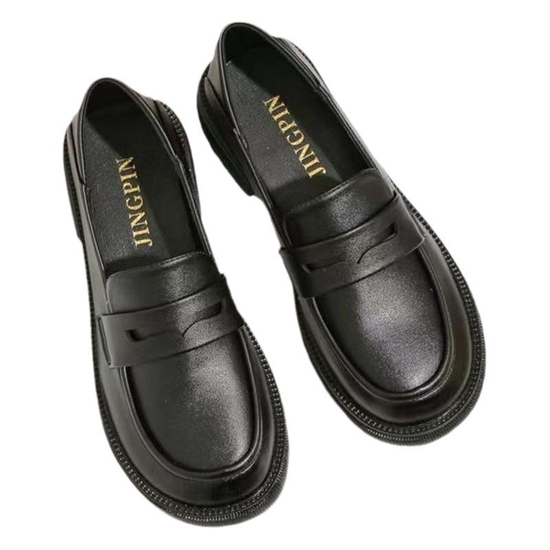 Women's thick-soled leather shoes British style 2023 spring new round toe Japanese jk muffin Mary Jane shoes loafers