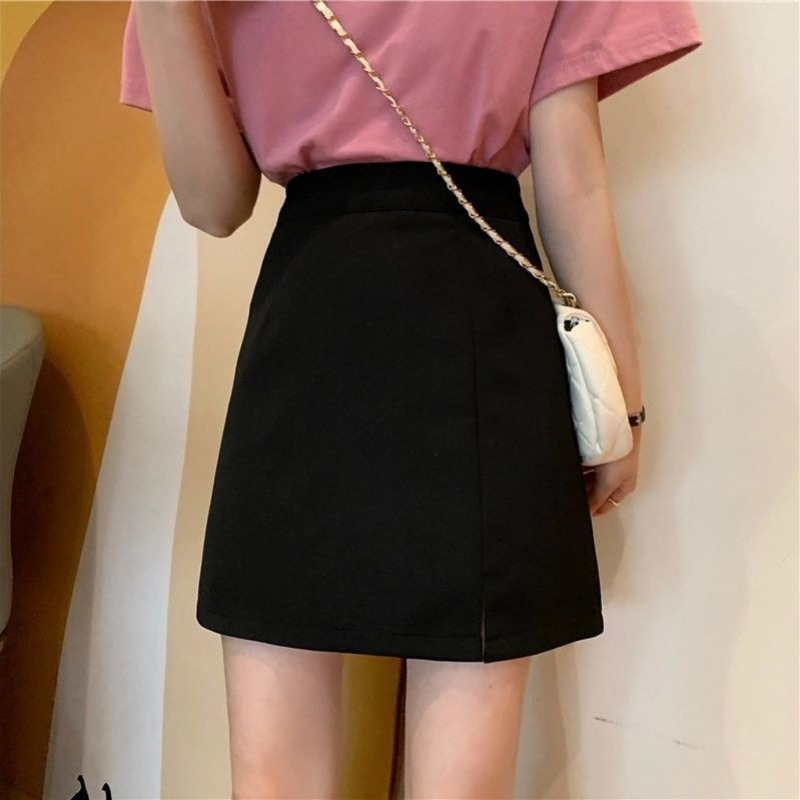 Han Feng Chic Split All-match A- line Skirt Women's Summer 2024 New High Waist Slimming Elegant Hip Skirt