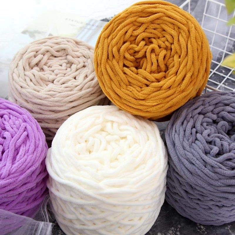 Ice line coarse wool large group handmade diy material hook shoes cushion hook slippers line hand woven scarf wholesale