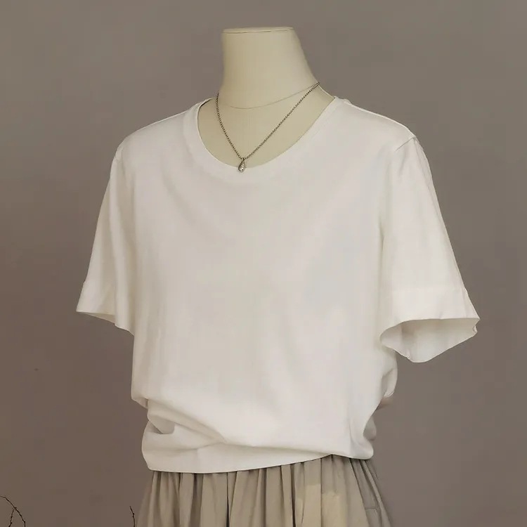Super Hand-feel Modal Women's Summer Short-sleeved Summer Korean-style New Thin Soft Waxy Solid Color Top Women's Trendy
