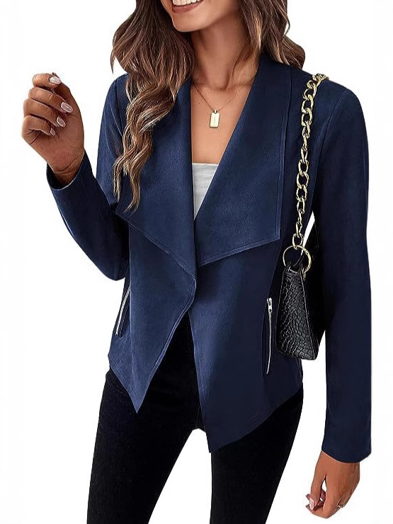Picture of in stock Amazon 2024 autumn and winter new European and American fashion casual suede short suit zipper pocket coat