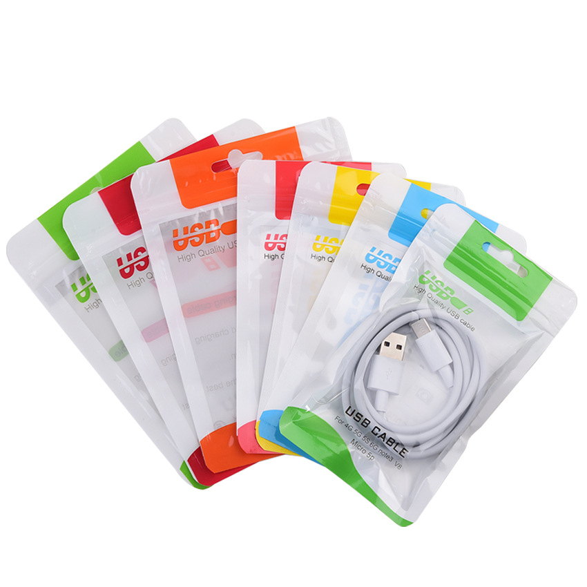 Picture of USB Cable Translucent Ziplock Bag Sealed Zipper Bag 1.2m Data Cable Packaging Bag Storage Sealed Moisture-Proof