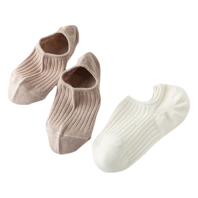 Pair Socks Children's Spring and Summer Invisible Short Tube Boat Socks Heel Non-slip Silicone Invisible Women's Socks Japanese Style Strips Cotton Socks
