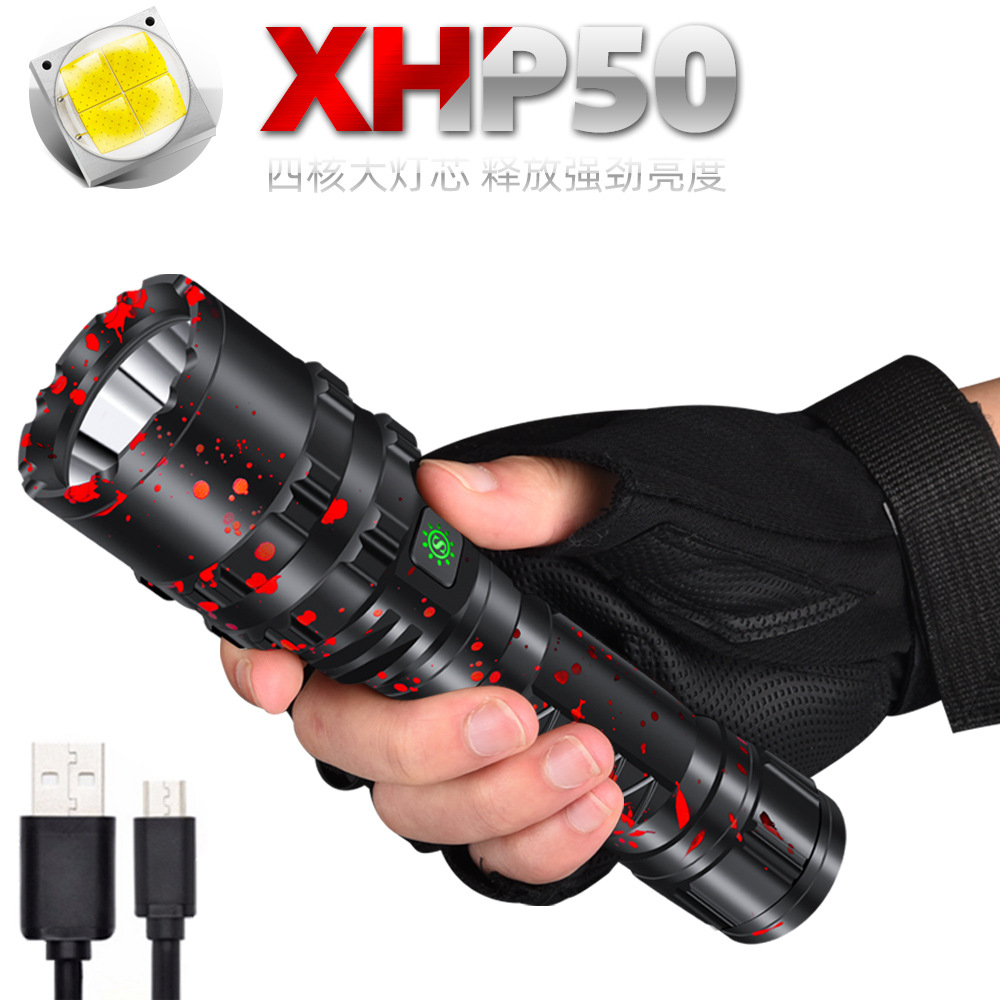 Hot XHP50 flashlight USB rechargeable flashlight outdoor led flashlight manufacturers wholesale