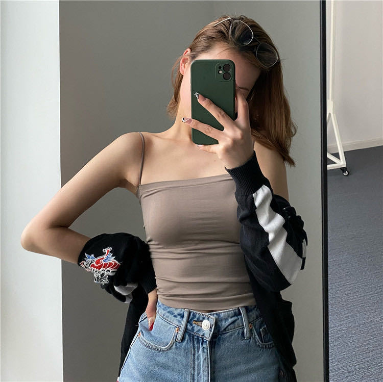 Picture of Live Broadcast Popular 1806 Camisole Seamless Beautiful Back Latex Chest Pad Fixed Cup Outer Wear Bottoming Chest Wrap Intimates for Women