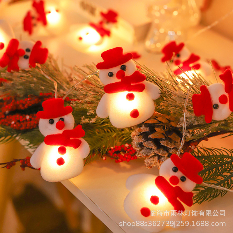 led Plush Muppet Snowman Light String Santa Claus Elk Christmas Holiday Decoration Light Atmosphere Arrangement Small Colored Lights