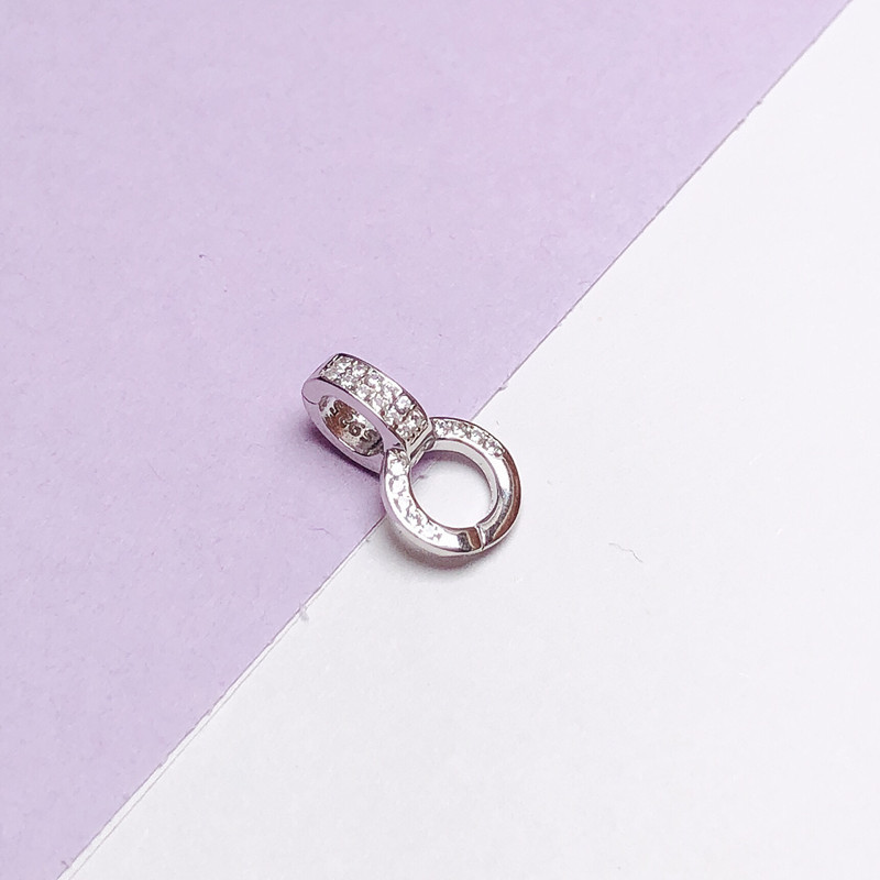 Picture of Connecting Buckle 925 Sterling Silver DIY Jewelry Universal Buckle Double-Ring All-Match Buckle Jade Pearl Necklace Pendant Buckle