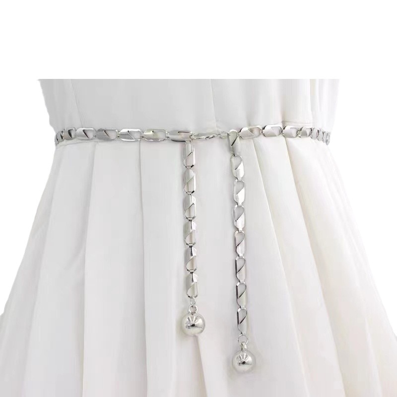 European and American Cross-Border New Geometric Metal Waist Chain Women's Thin Belt Summer Dress Accessories Wholesale in Stock