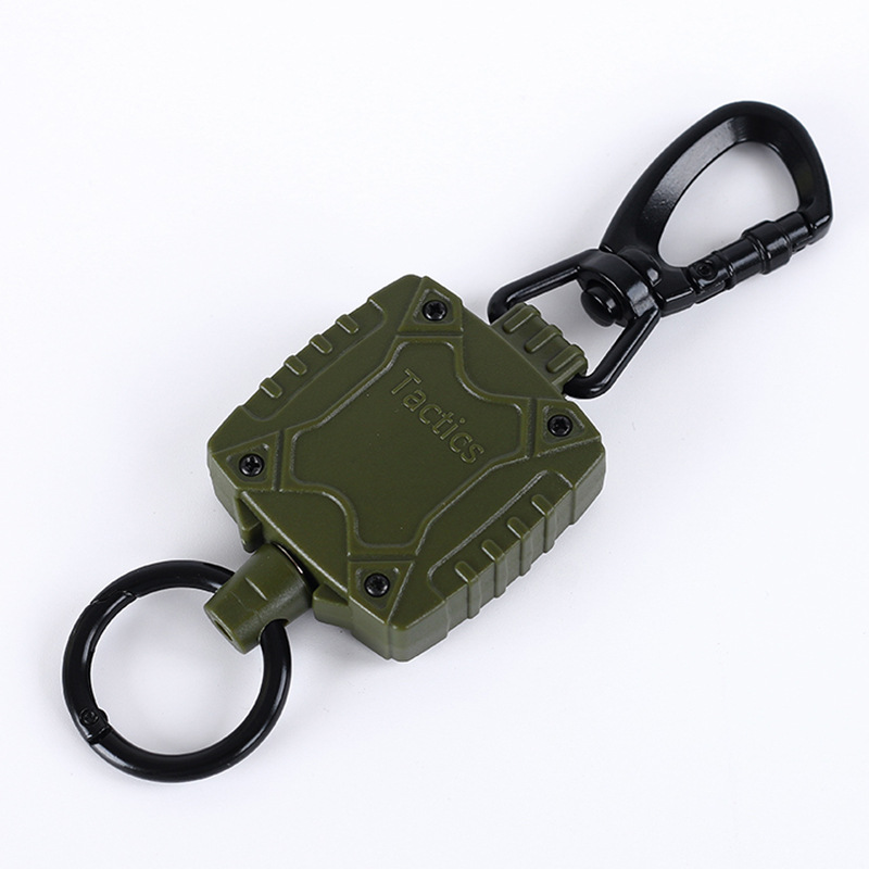 Picture of Zinc Alloy Metal Hanging Buckle Outdoor Fishing Retractable Army Green Square Easy Pull Buckle Quick Pack Easy to Pull