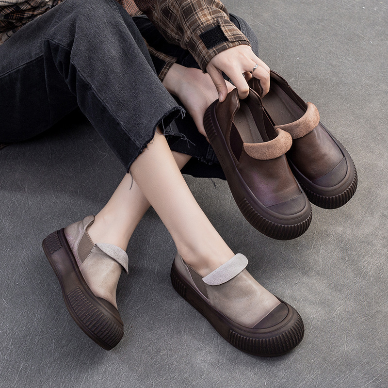 Shanghai Jiejie 2024 Spring New Retro Slip-on Lazy Shoes Simple Color-polished Shoes Casual Comfortable Women's Shoes