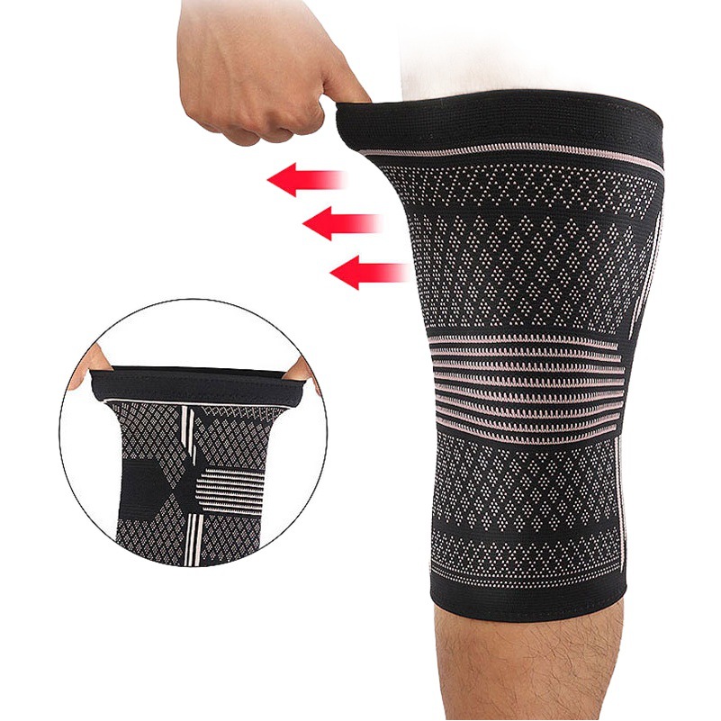 Four-sided elastic knee pads double corrugated silicone non-slip nylon knitted breathable outdoor cycling and mountaineering protective gear