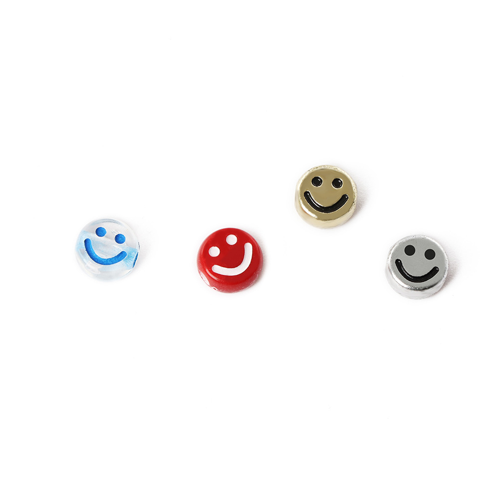 Picture of Jewelry accessories acrylic smiley face colorful multicolor smiley face loose beads beaded handmade diy material bracelet necklace