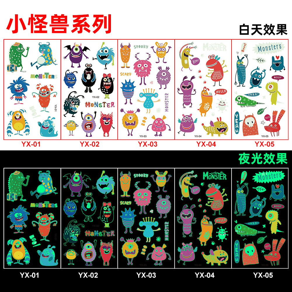 Picture of Amazon New Luminous tattoo Sticker Kids Cartoon Bonus Party Gift tattoo Cross Border Temporary Sticker