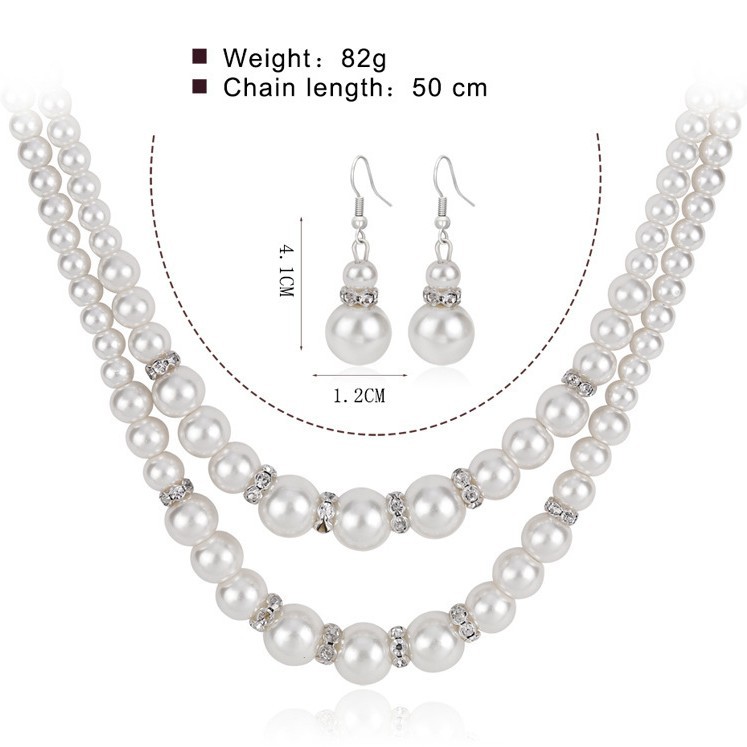 Picture of Cross-Border Resources Good-Selling Pearl Necklace Set, Double-Layered Pearl Necklace, Evening Elegant and Versatile Accessories