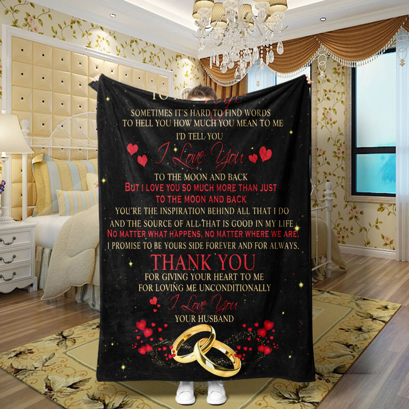 Picture of Family love teachers and students girlfriends love message flannel blanket summer air conditioning blanket autumn and winter nap printing blanket