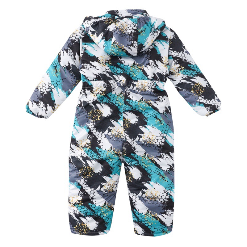 CUHK children's waterproof ski clothing exported to Europe and the United States one-piece printed hat detachable leisure warm mountaineering travel outfit