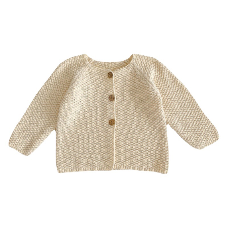 Spring and Autumn All-match Boys and Girls Baby Children Corn Grain Crewneck Knitted Cotton Long Sleeve Newborn Cardigan Coat Children