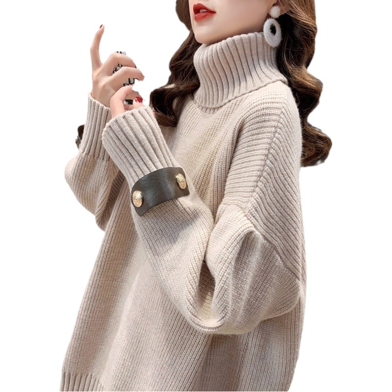 Women's Sweater 2024 Autumn and Winter New Loose Outer Top Popular Thickened Turtleneck Knitted Bottoming Shirt