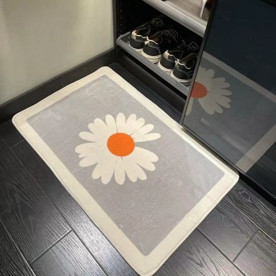 Picture of Modern Simple Daisy Carpet Home Toilet Imitation Cashmere Foot Mat Toilet Bathroom Non-Slip Absorbent Floor Mat