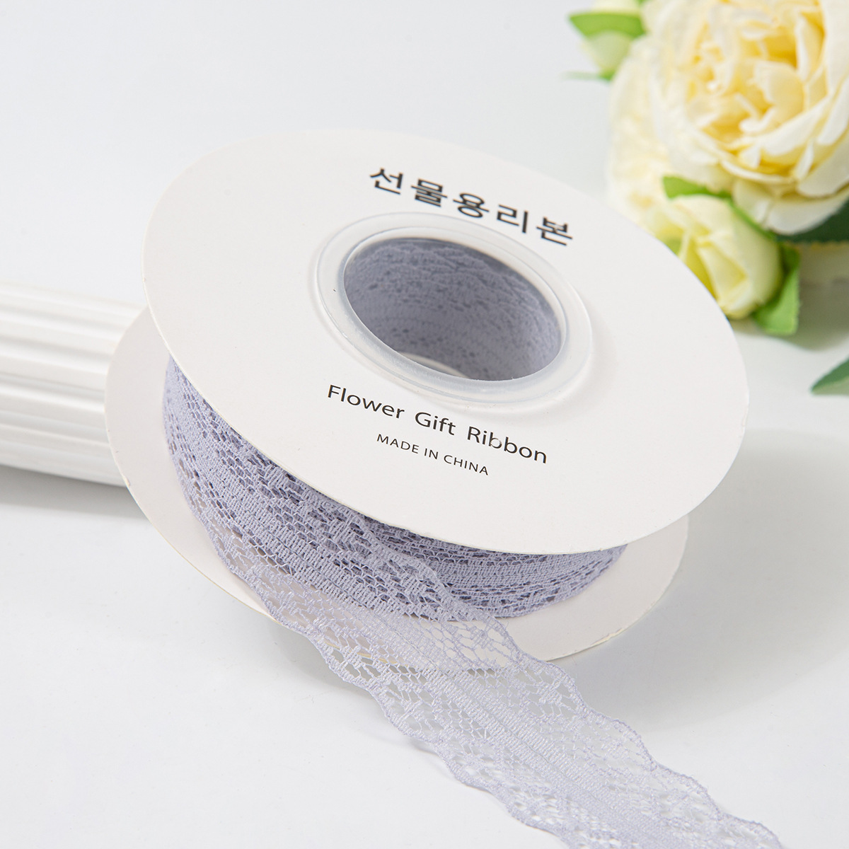 Picture of 25 yards hollow lace with lotus leaf lace polyester snow yarn bouquet flower packaging material handmade diy gift box