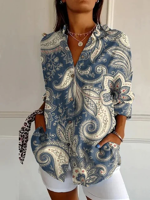 Picture of 2025 New Women's Long Shirt Women's Summer European and American Trend Long Sleeve Shirt Printed Pattern Printed 3D Shirt