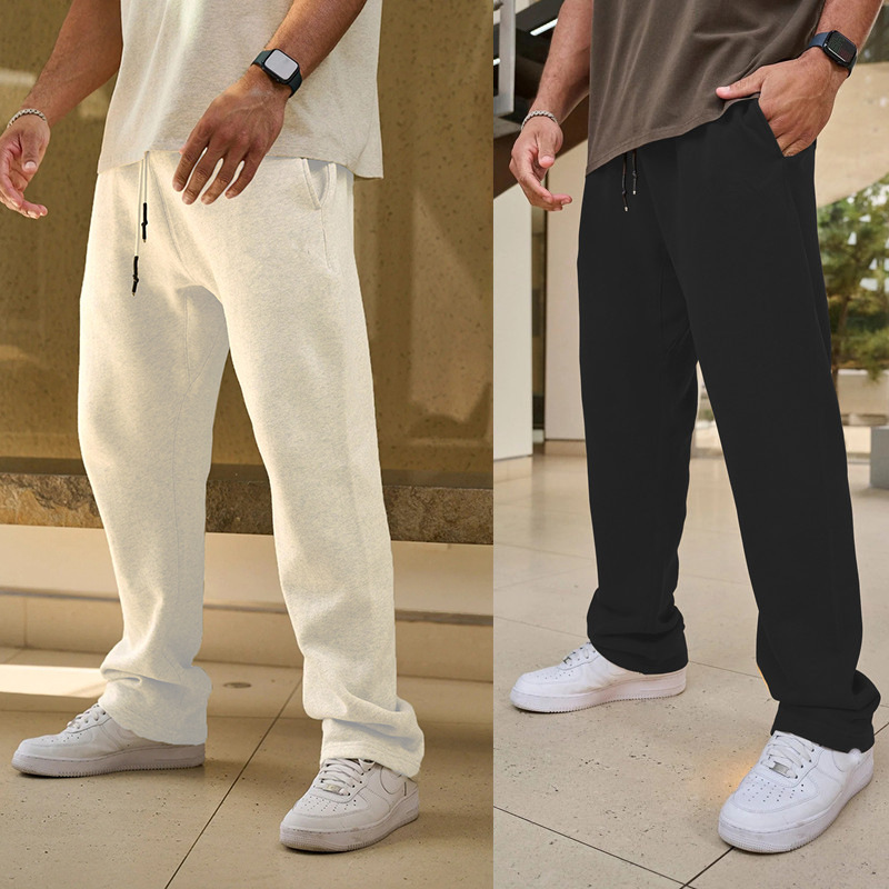 American Sports Trousers for Men's Fitness Outdoor Versatile Gray Trousers Stretch Breathable Loose Casual Straight Cotton Sweatpants