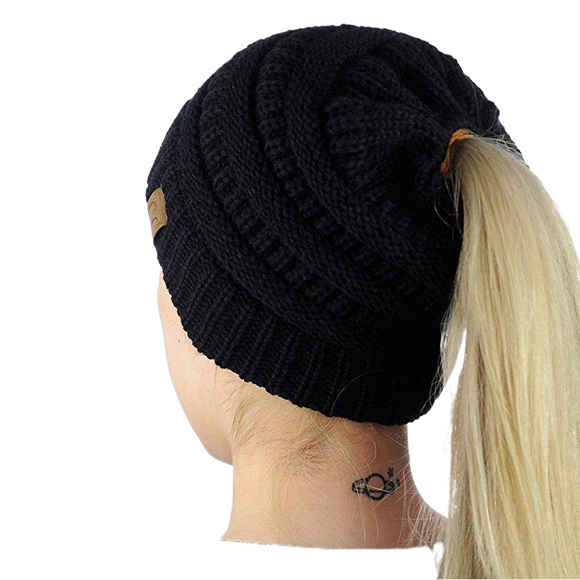 2022 Europe and the United States autumn and winter New CC labeling empty top knitted wool hat ponytail hat jewelry hat spot manufacturers