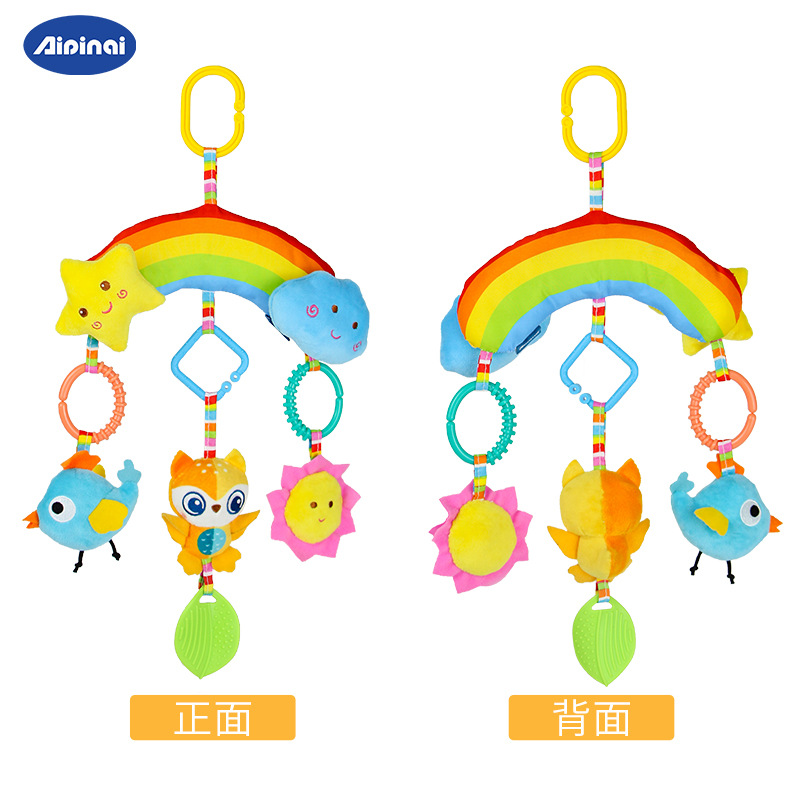 Picture of Aipinqi New Rainbow Car Hanging Toy Crib Bell Soothing Plush Toy Baby Rattle Manufacturer Ready Stock