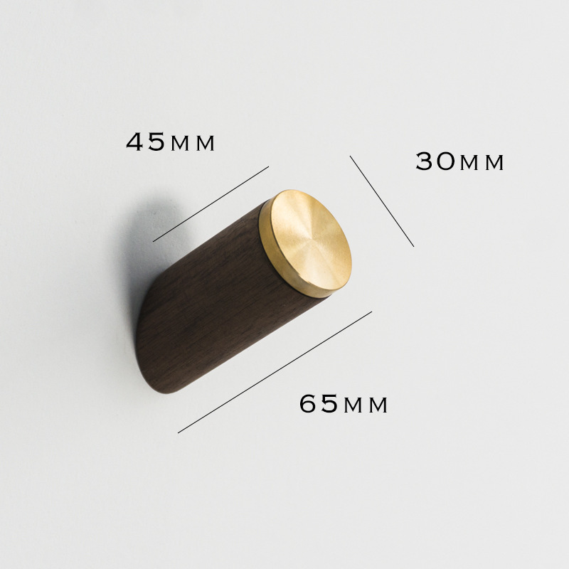 Picture of Light luxury wooden solid wood brass creative home wall decoration hook bedroom door rear hook clothes hook single hook
