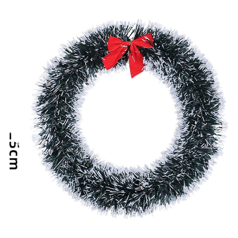 Amazon Christmas Bow Wreath 25-30cm White Green Wool Wreath Shopping Mall Window Christmas Decoration