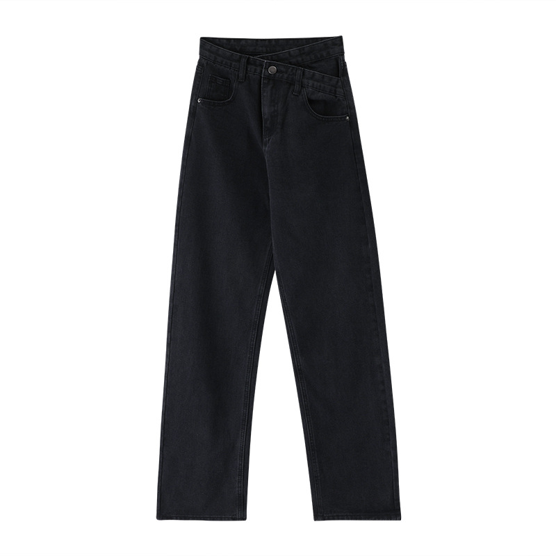 Picture of Spring and Autumn 2022 New Black High Waist Small Wide Leg Jeans Women's Autumn Loose Straight Pants