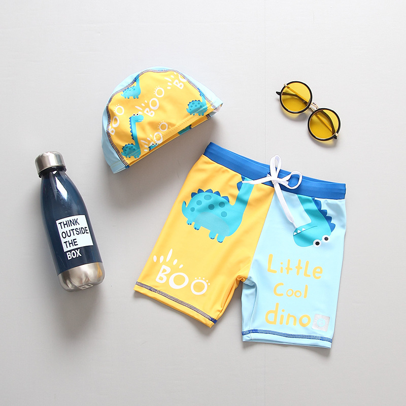 Korean Han Fan Children's Swimming Trunks Boys Swimming Suit Set Boys Swimming Suit Kids Baby Swimming Trunks Swimming Cap Set Trendy