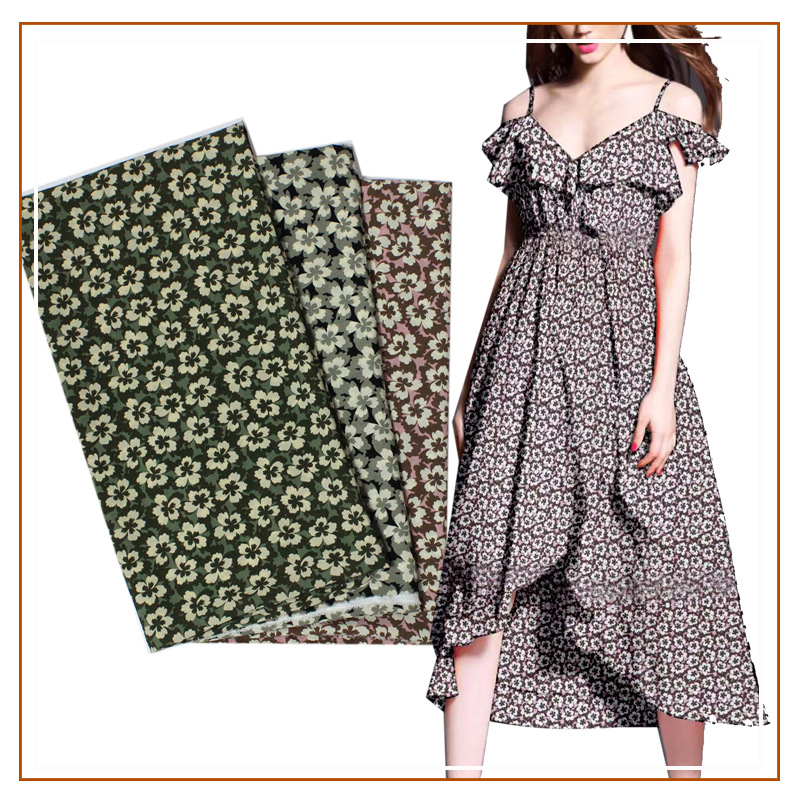 Pear Flower Wrinkle Printed Fabric Small Floral Floral Graphic Floral Printed Cloth Soft dress Spring and Summer Soft Fabric