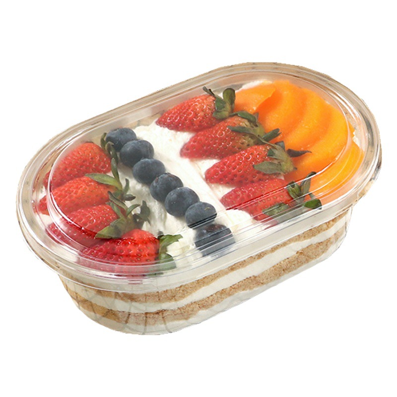 Net Red Full Bowl Mu Si Lasagna Cake Box Fruit Fishing Soybean Milk Transparent Packaging Box Disposable Thickened Packaging Box