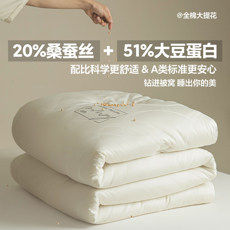Picture of Class A Pure Cotton Mulberry Silk Soybean Quilt 60S Jacquard Quilt Core Winter Thickened Warm Zipper Spring and Autumn Quilt Core