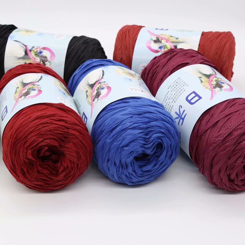 Picture of Riwo rattan line summer cool hat knitting hook line Summer hook hat ribbon hand knitting hat line crochet