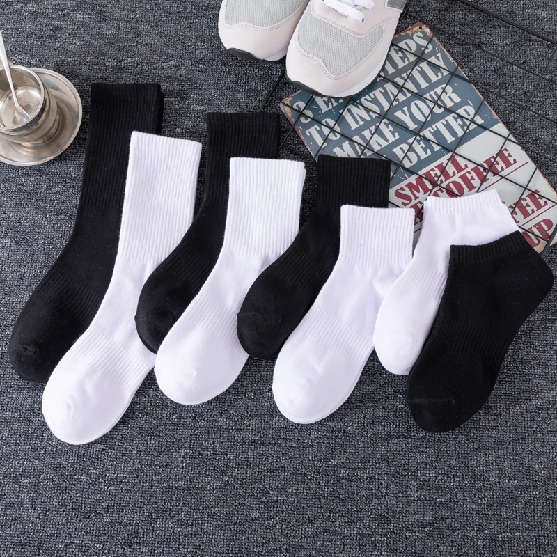 Picture of Socks New Wholesale Solid Color Mid-Calf Socks High Elastic Sports Socks Thickened Towel Bottom Black and White Men's Socks Zhuji Socks