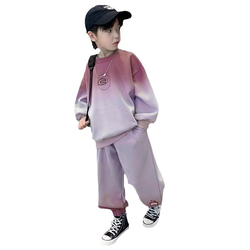 Picture of Boys' Trendy Brand Spring and Autumn suit Middle and Big Kids and Boys Color-matching Sweats Casual Western-style Children's Handsome Trendy Cool Children's Clothing