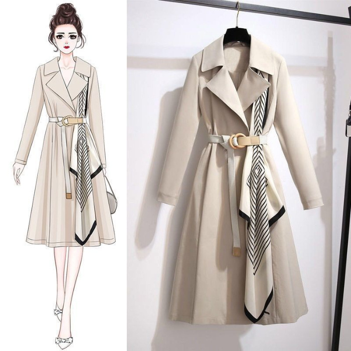 Picture of Trench coat Women's Mid-length 2024 Spring and Autumn New style western style age-reducing plus size loose slimming elegant women's coat fashion