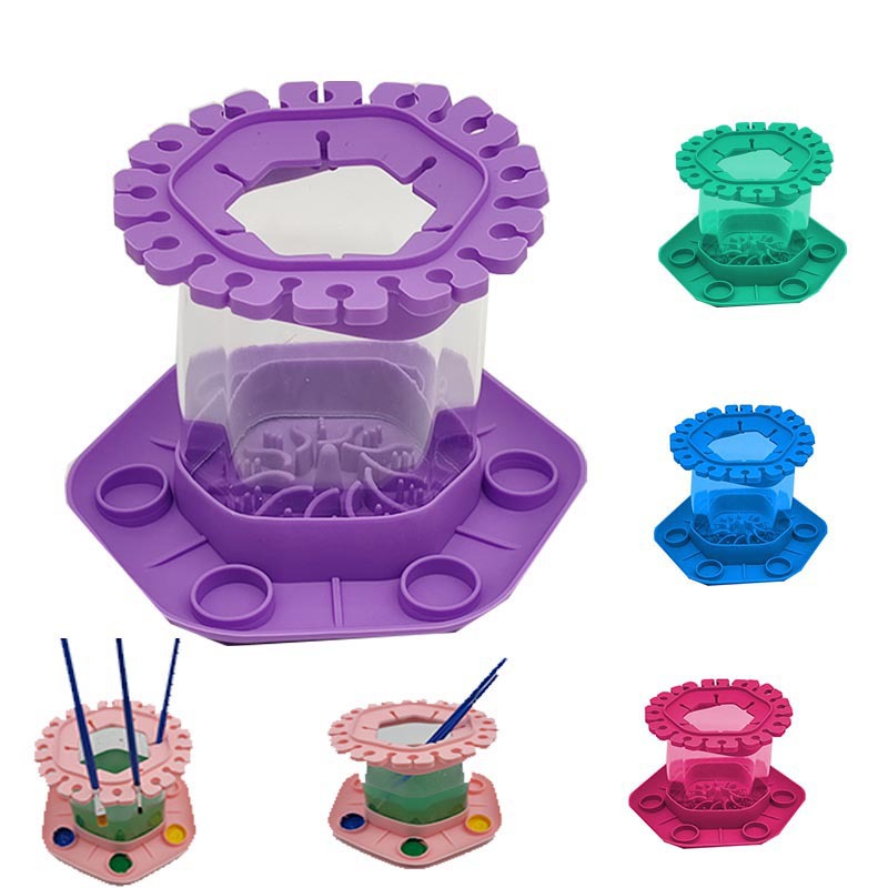 Brush Cleaner Hexagon Detachable Drainable Children's Graffiti Pigment Silicone Pen Washing Tool Art Supplies