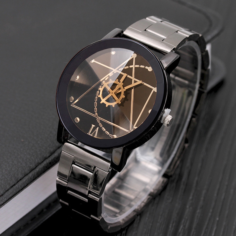 AliExpress Korean Fashion Steel Strip Alloy Watch Trendy Casual Creative Windmill Turning Quartz Watch