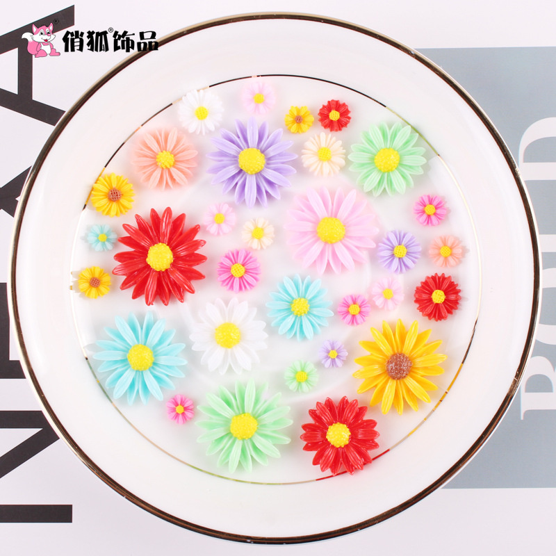 Picture of Cross-Border Resin Sunflower DIY Cream Mobile Phone Case Accessories Kidsren's Hair Accessories Daisy Flower Decoration Materials