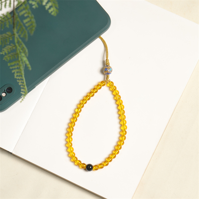 Picture of Original mobile phone lanyard fortune topaz beaded mobile phone chain handmade ornaments for women exquisite strong and durable anti-lost hanging